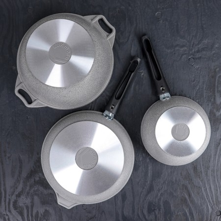 A set of kitchen utensils “Marble No. 4”, a lid, a removable handle, anti -stick coating, color light marble-2