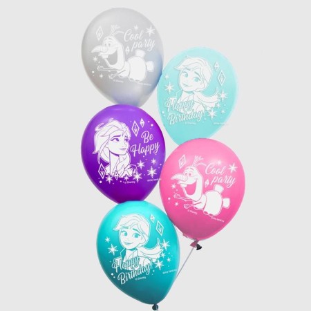 Airy ball "Happy Birthday!", 12 inch, latex, 5 pieces, cold heart-1