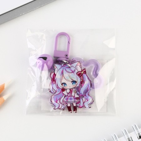 Key keychain, children's, anime "doll" 3.5 x 10 cm-4