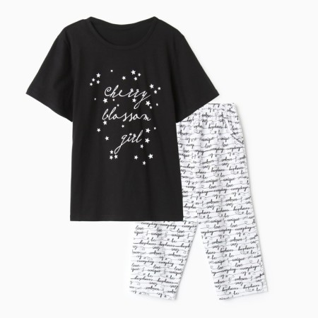 Women's home set (T -shirt/Bridges), black/gray color, size 52