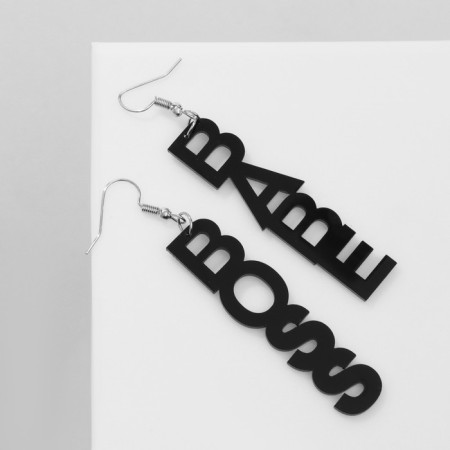 Acryl Earrings Boss Babe, black color-1
