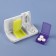 A tabletire with a divider, 2 sections, 9.5 × 5 × 1.5 cm, white/yellow/purple color