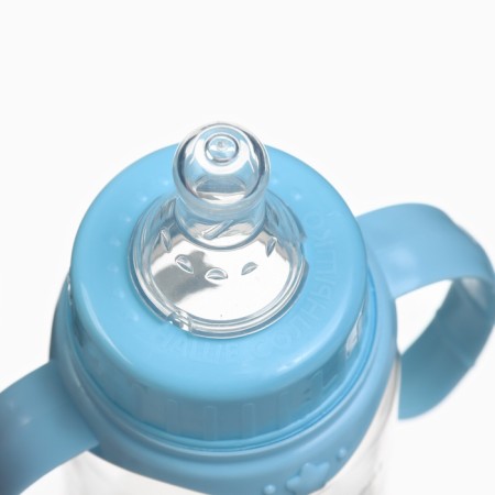 A bottle for feeding "baby raccoon" 150 ml, cylinder, with handles, blue color-4