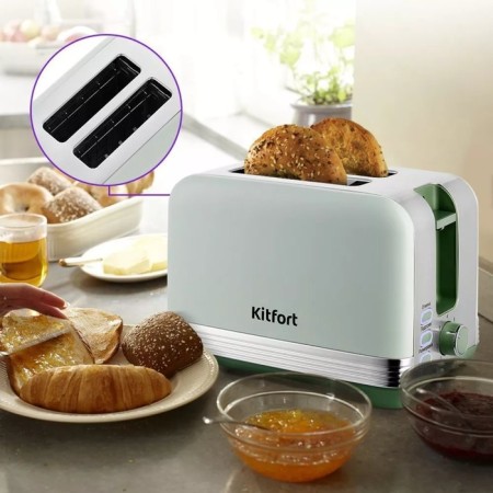 Toster KitFort KT-6070, 930 W, 7 fry modes, 2 toasts, green-2