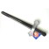 The sword is plastic, the color is black with a silver guard