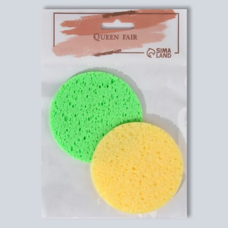 Washing sponge, round, 2 pcs, color mix-6