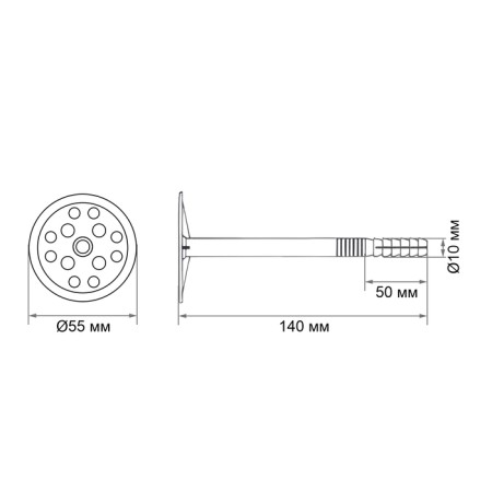 Dowel "Zubble", for insulating materials, with plastic nails, 10x140 mm, 100 pcs-6