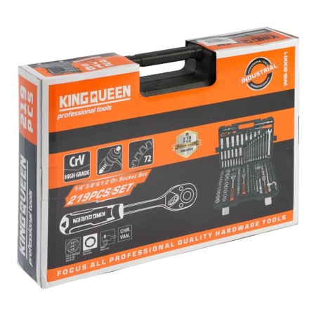 Car tools Kingqueen Wib-80001, 72 tooth, 1/2 3/8 1/4 ", 219 items-3