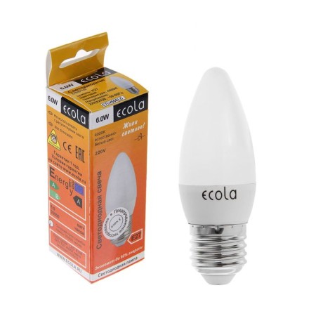LED LED ECOLA "candle", E27, C37, 6 W, 4000 K, 101x37 mm, daytime white