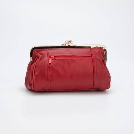 Cosmetic bag, 2 departments, outer pocket, red color-1