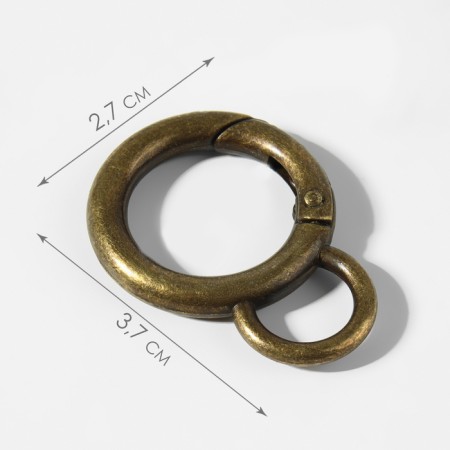 Karabin ring, 37 mm, d = 27/19 mm, thickness - 4 mm, with a mount of 12 × 3 mm, 5 pcs, bronze color-1