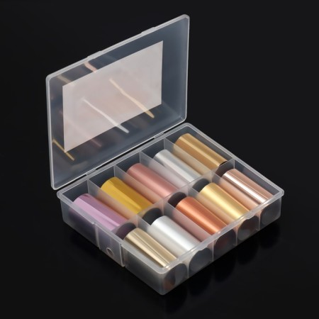 A set of translation foil for nail design "Nude", 4 × 40 cm, 10 pcs, in a plastic organiizer