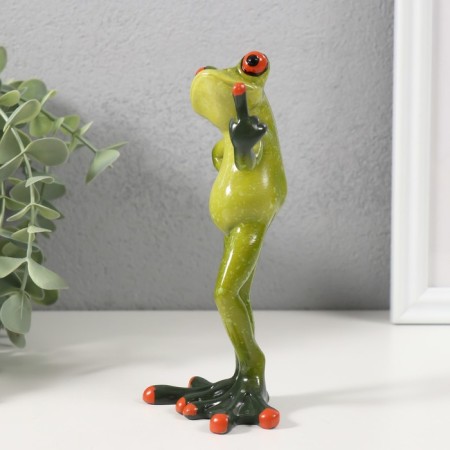 Souvenir Polystone Lak "Frog shows the middle finger" 7.5x6.8x15.7 cm-3