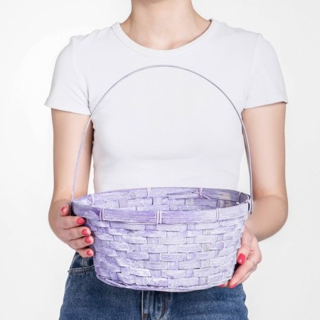 Wicker basket, 26x12/30 cm, bamboo, lilac, pink, mix