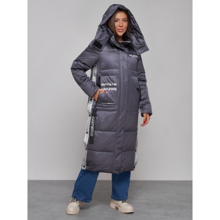 Coat insulated winter female, size 42, dark purple color-5
