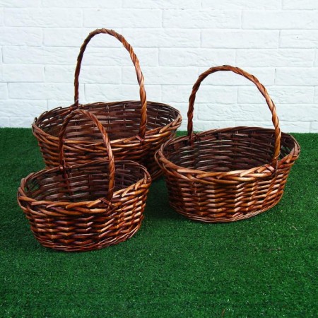 Set of wicker baskets, willow, 3 pcs