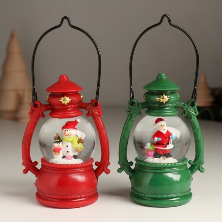 Souvenir Polystone Water Ball "Santa Claus/Snowman in the flashlight" MIX 7x5x10 cm