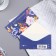 Money envelope "Happy Birthday!" Cutting, embossing, blue background, flowers, 8.3x16.7 cm