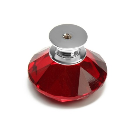 Handle button cappio, red color "diamond", glass, d = 40 mm-8