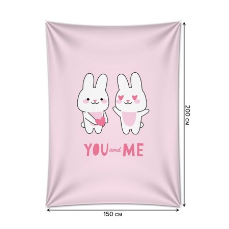 Decorative panel with photo printing "Hare in love", vertical, size 150x200 cm-1