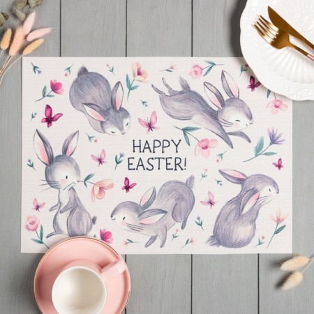 Napkin on the table of the "Easter" (gray bunnies) PVC 40x29 cm