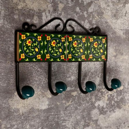 Ceramics hooks, iron "Classic" (4 hooks) 20x5x13 cm mix-3