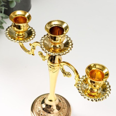 Summary Metal for 3 candles "Medalon" Gold 26x26x9.2 cm-2