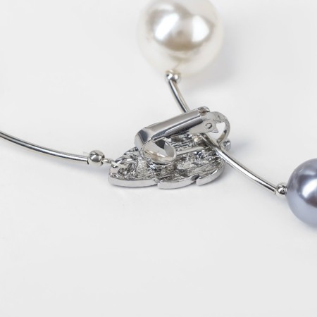 Beads "Fleur" balls, white-gray color in silver, adjustable length, No. 12, beads No. 16, No. 20, 40 cm-1