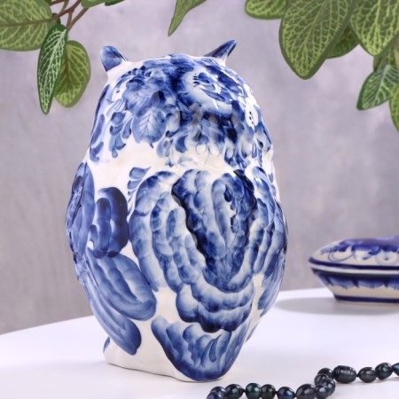 Souvenir Owl, Gzhel, 19x14 cm-2