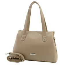 Female bag, artificial leather, beige 35x8x24 cm