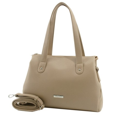 Female bag, artificial leather, beige 35x8x24 cm