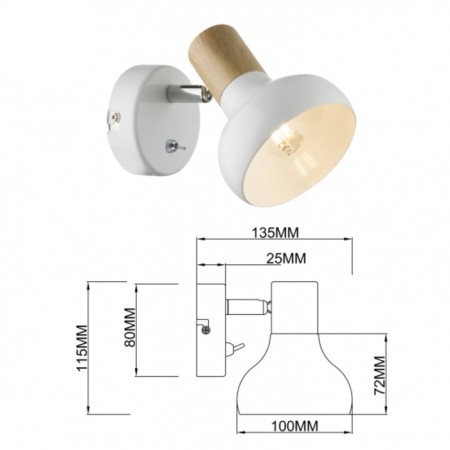 Lamp wall-flowing spot Rivoli Lorena 1he14, 40 watts rotary with a switch-3