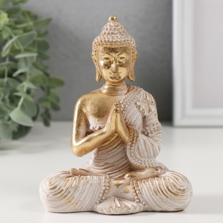 Souvenir Polystone "Buddha in a white robe. Pentat together" 5x9.5x12 cm