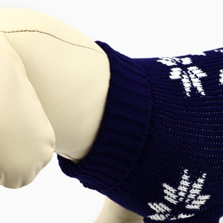 Clothing for dogs. Knitted sweater with "New Year" ornament, blue, size XL-3