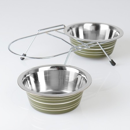 A set of 2 colored bowls on a stand, 2 x 450 ml-3