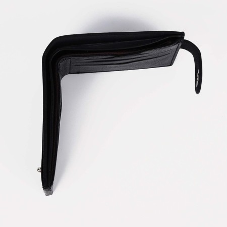 Male purse for magnet, department for bills, for maps, for coins, black color-2