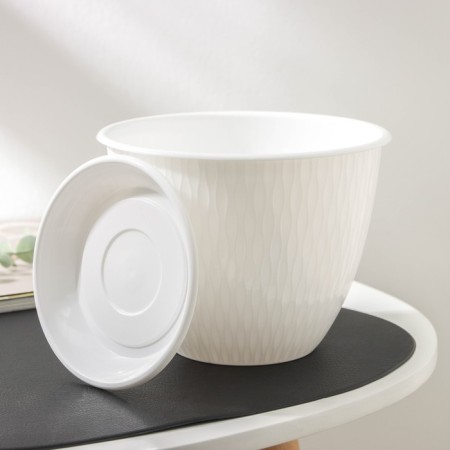 Flower pot with the pallet "Corsica", 1.8 l, d = 17, white color-3