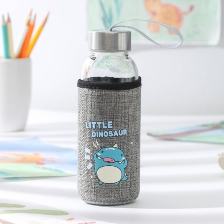 A glass bottle in a “dino” case, 300 ml, h = 17 cm, mix drawing-2