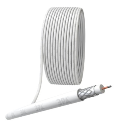 Coaxial cable RG-6U, 75 Ohms, CCS/(braid AL 48%), PVC, white color, Bay 20 m, Simple