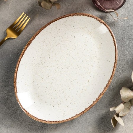 Oval Beige dish, 19 × 24 cm, beige color-1