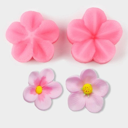 Mold "Flower", silicone, 2 items, 4 × 2.9 cm, color mix