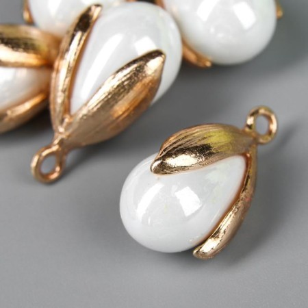 Decor for creativity plastic "Pearl in a sink with a loop" set of 5 pcs 1.2x1.6 cm-1
