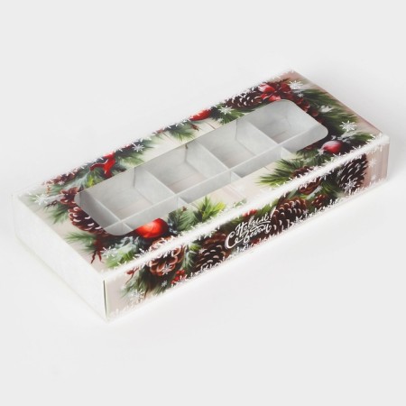 New Year. Box for 10 sweets "Happy New Year!", 9.8 x 22 x 3.5 cm, confectionery packaging-3