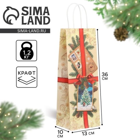 Package for the bottle "Post", 13 x 36 x 10 cm, New Year