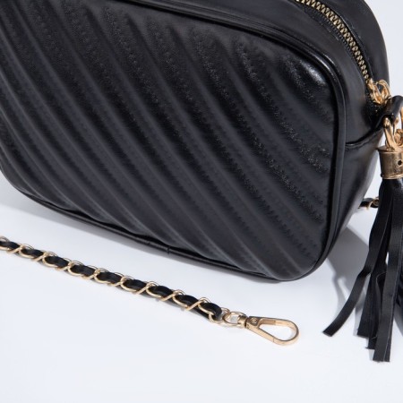 Bag Cross-Bodi with a zipper, external pocket, black color-5