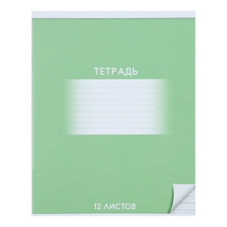 Notebook of 12 sheets in the Calligrata "School" line, cover coated cardboard, VD-LK, OFSET block, whiteness 95%, Green