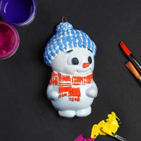 New Year's figure for painting with the suspension "Snowman boy" 12x8cm-1