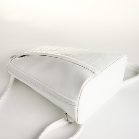 City backpack of artificial leather with lightning, white color-2