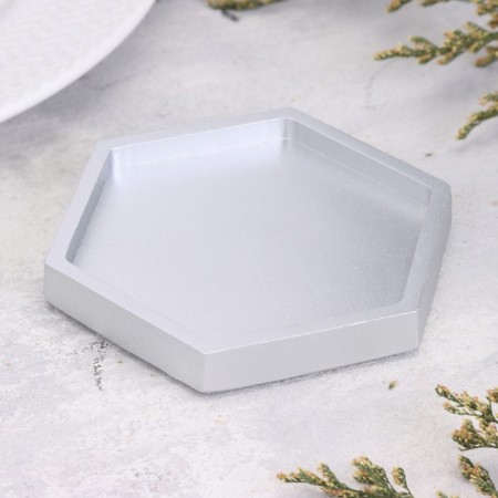 Summary "Hexagonnik. Marble" from gypsum, 9.7x1.3x1cm, silver-1