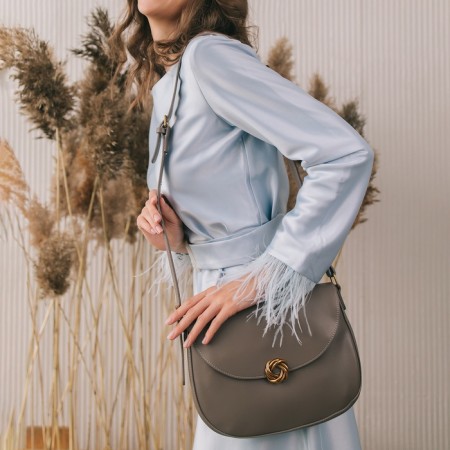 Women's bag on the Textura valve, medium size, color gray-10